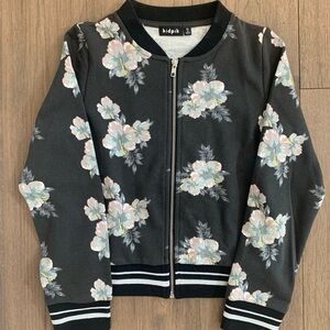 Kidpik Black Floral Zip-Up Jacket